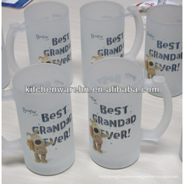 Haonai M-30599 Hot Sales cheap frosted beer glass mug with imprint